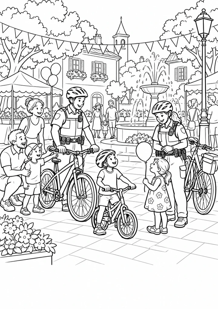Le quartier en fête avec la police
