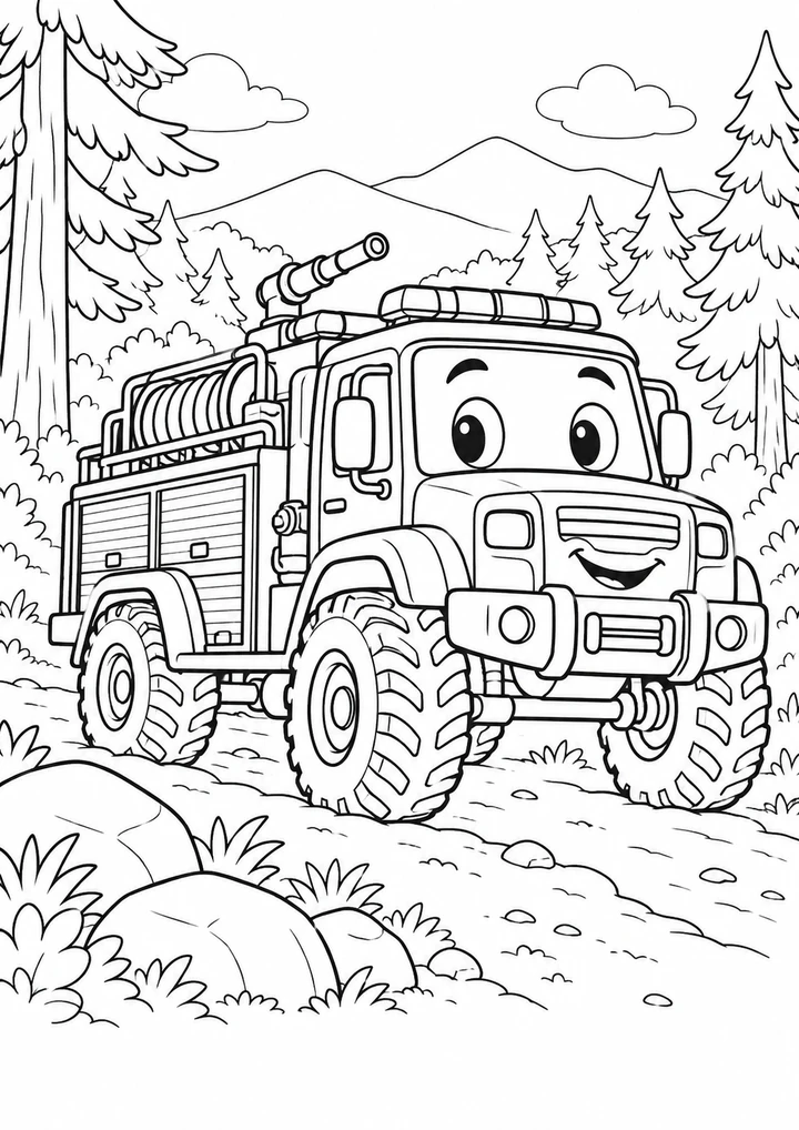 Le camion de secours en forêt