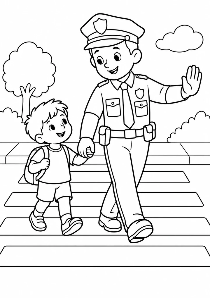 Le policier au passage piéton