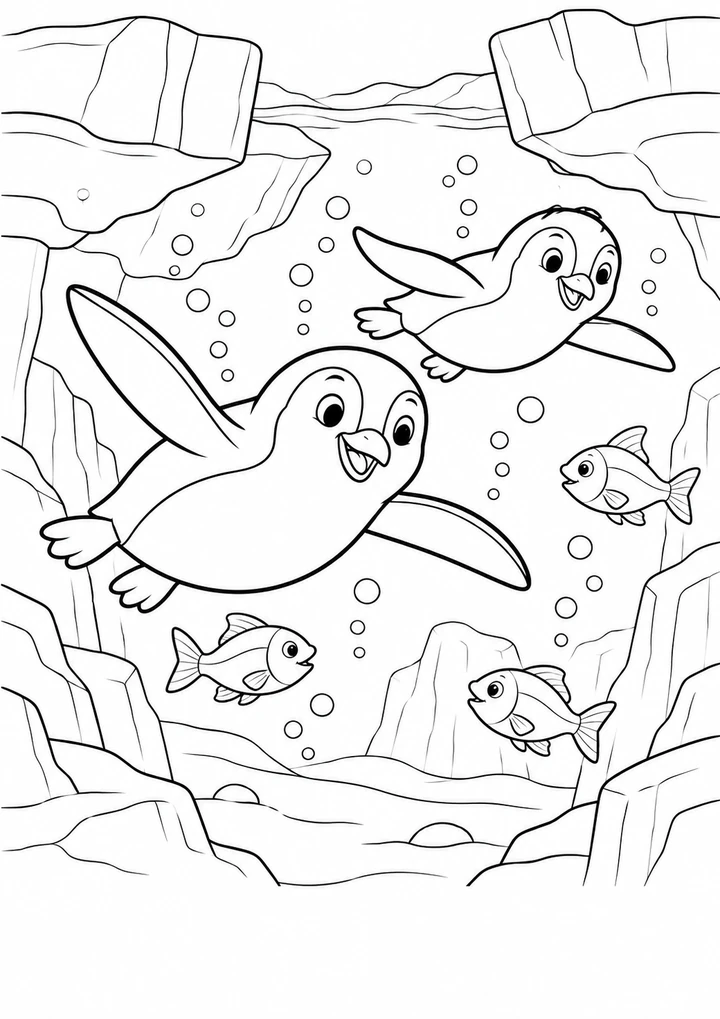 Les manchots en plongée