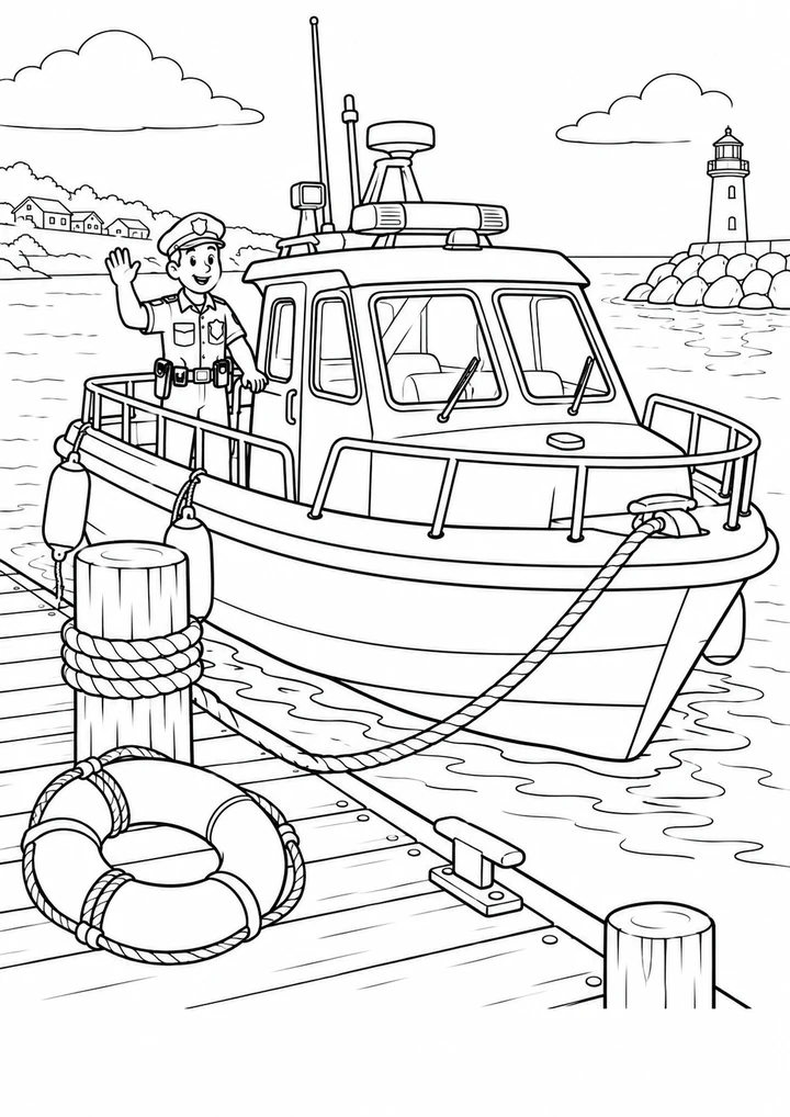 Le bateau de police près du quai