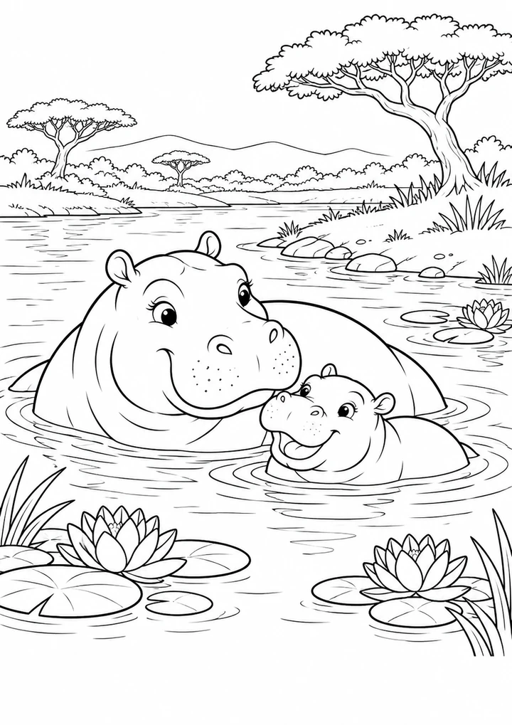 Les hippopotames dans la rivière