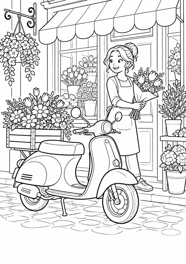 Le scooter de livraison du fleuriste
