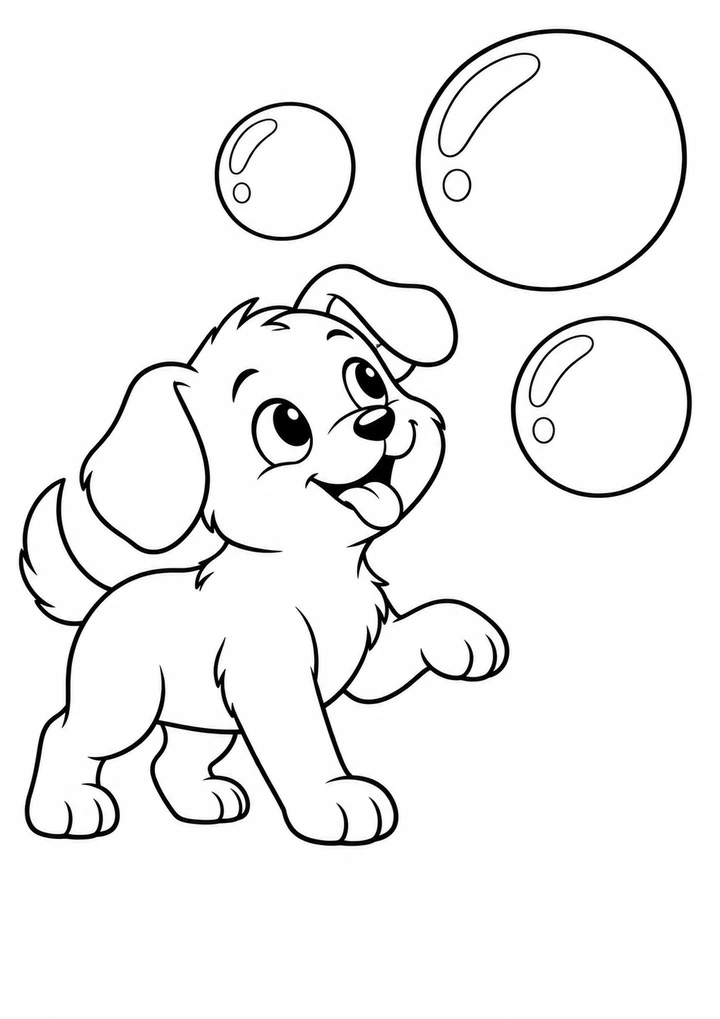 Le chien et la bulle de savon