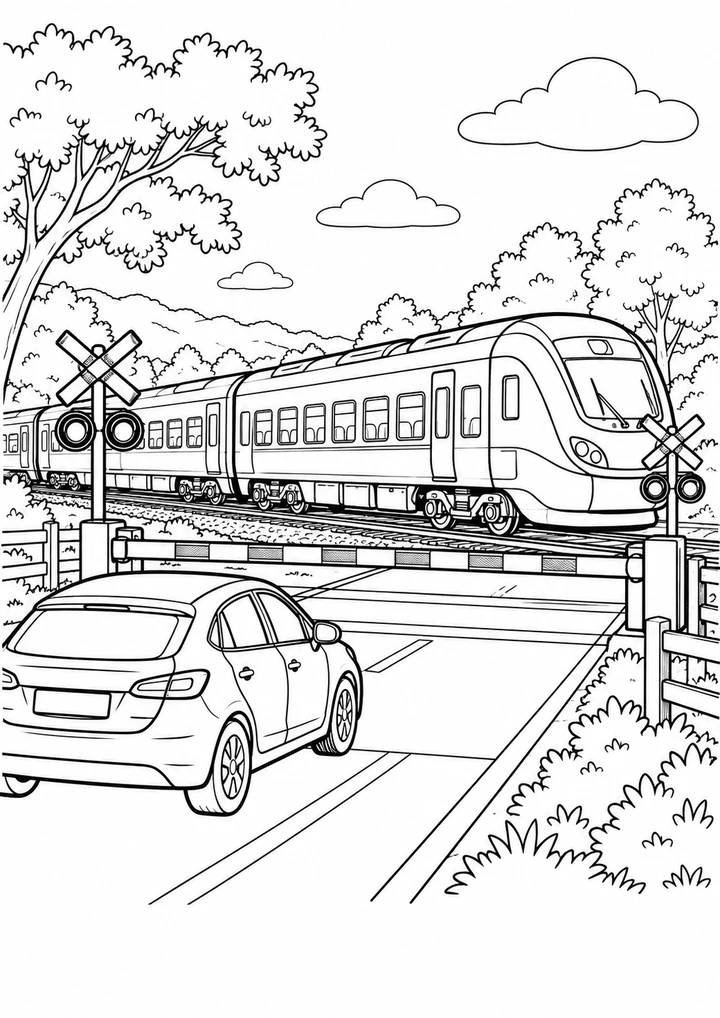 Le train au passage à niveau