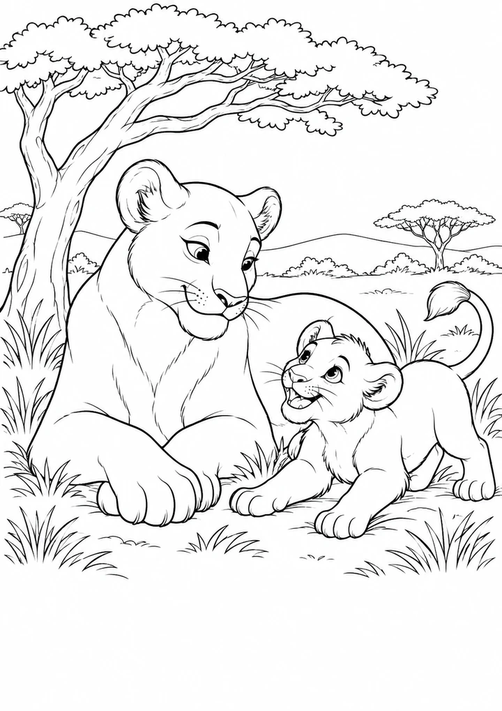 La lionne et son petit