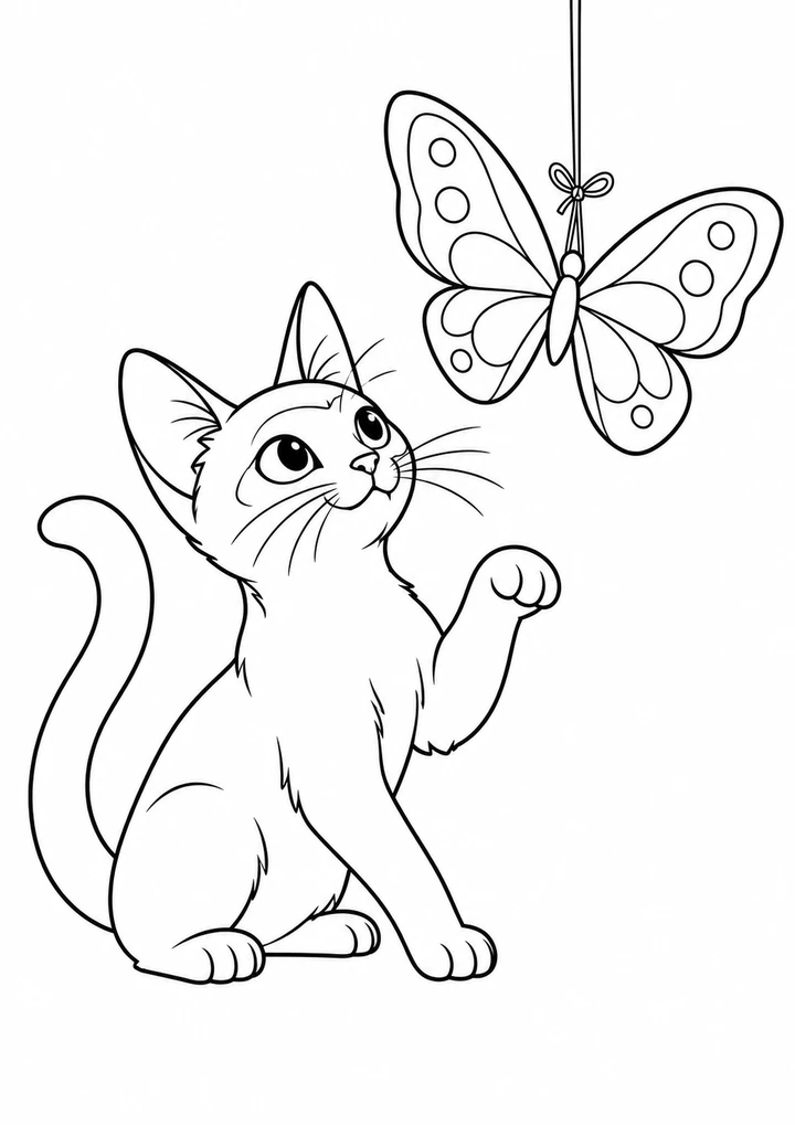 Le chat siamois et le papillon de papier