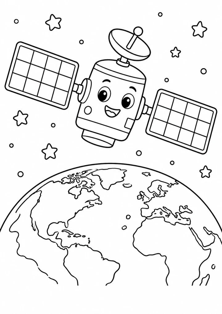 Le satellite à panneaux solaires