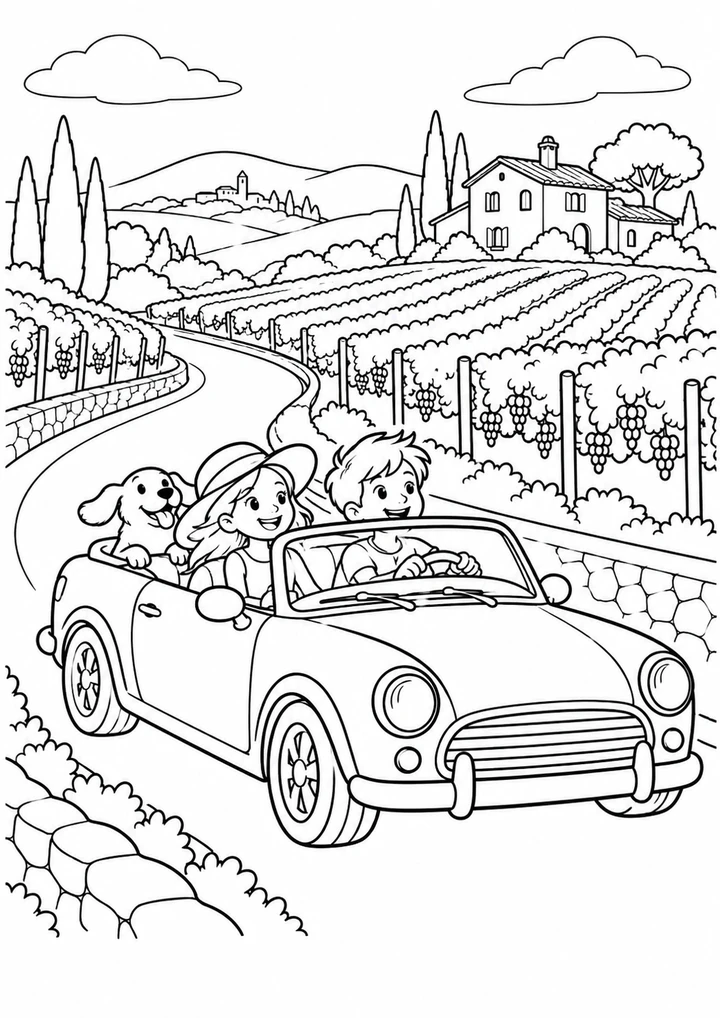 Le cabriolet dans les vignes