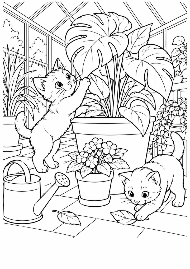 Les chats à la serre
