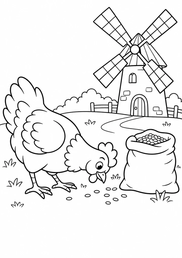La poule et le moulin à grains