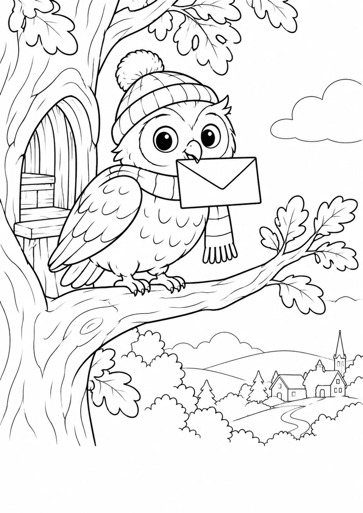 Le hibou livre une carte de Noël