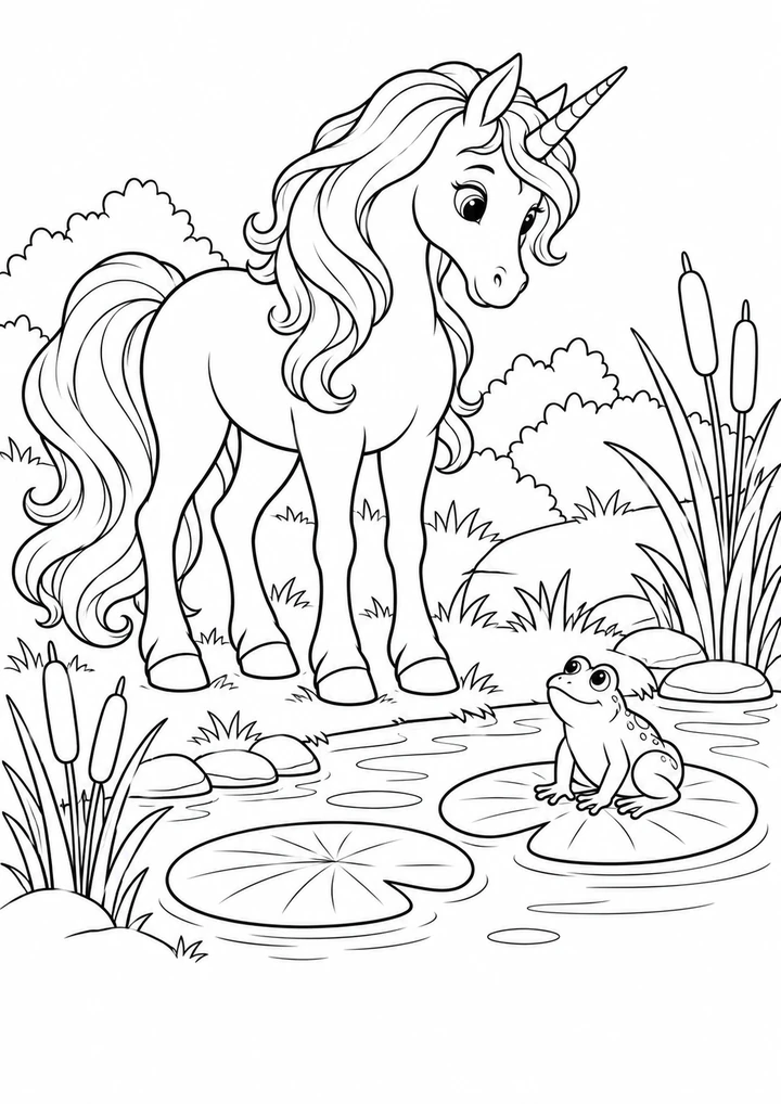 La licorne au bord de la mare