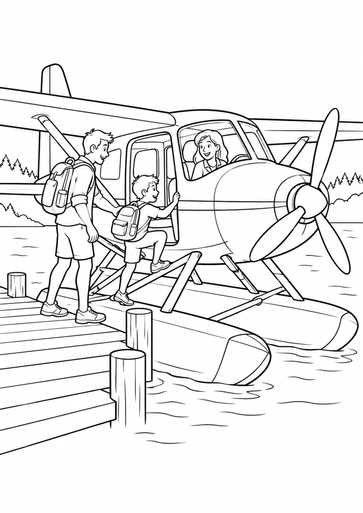 L’hydravion près du ponton de bois