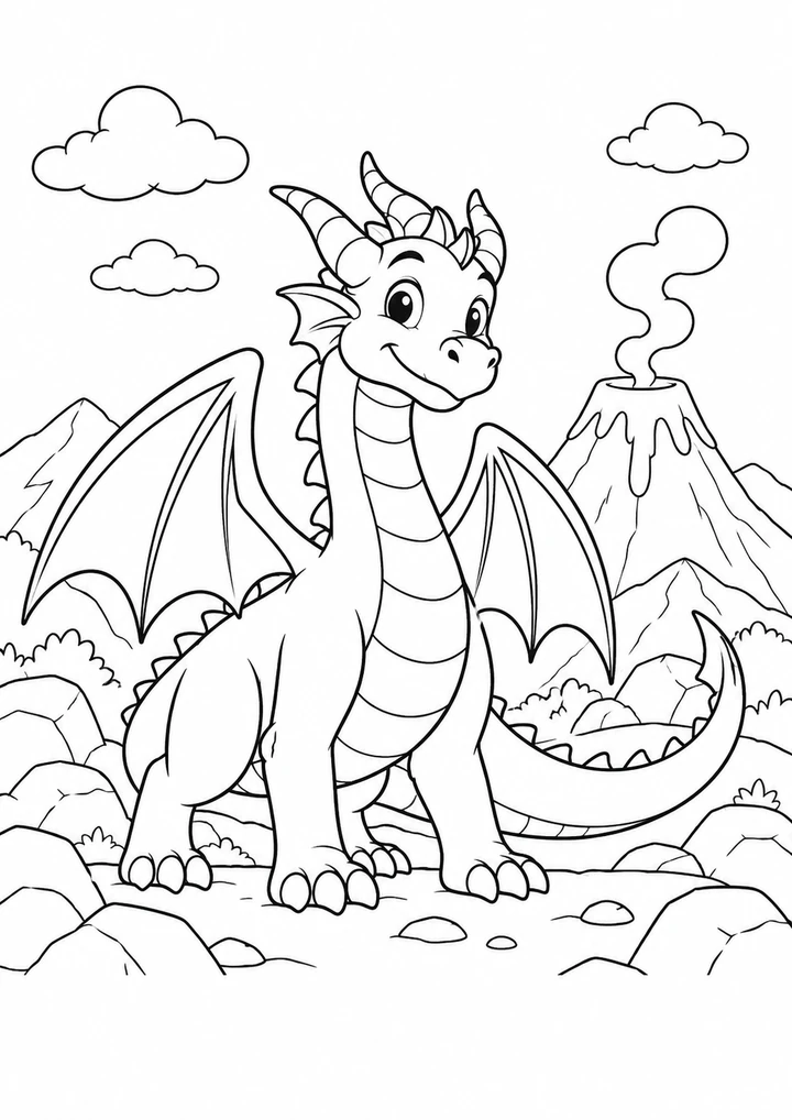 Le dragon près du volcan