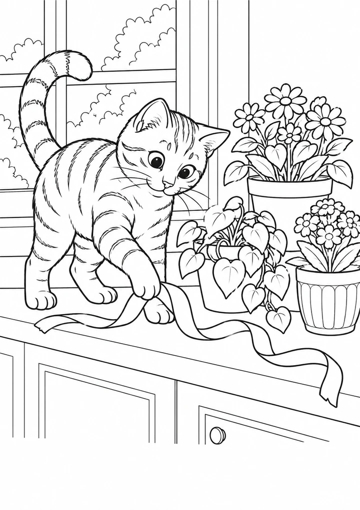 Le chat roux au comptoir du fleuriste