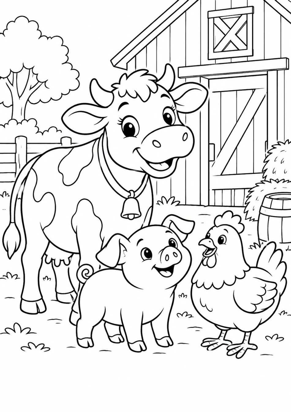 Les animaux devant la grange