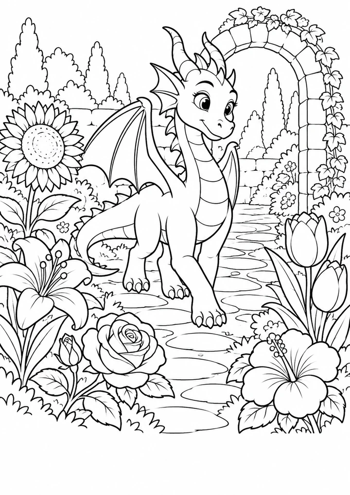 Le dragon au jardin des fleurs