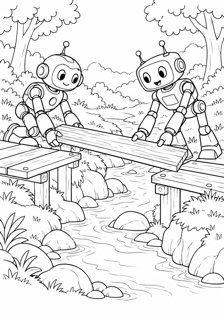 Les robots construisent une passerelle
