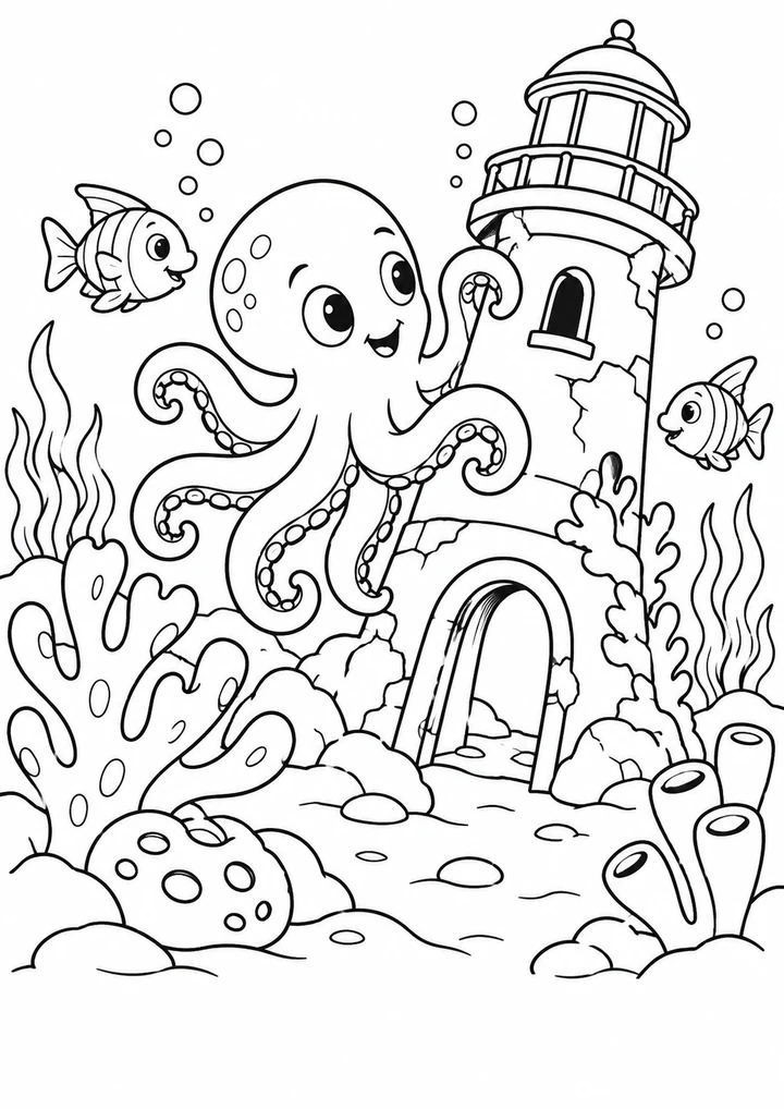 La pieuvre au phare englouti