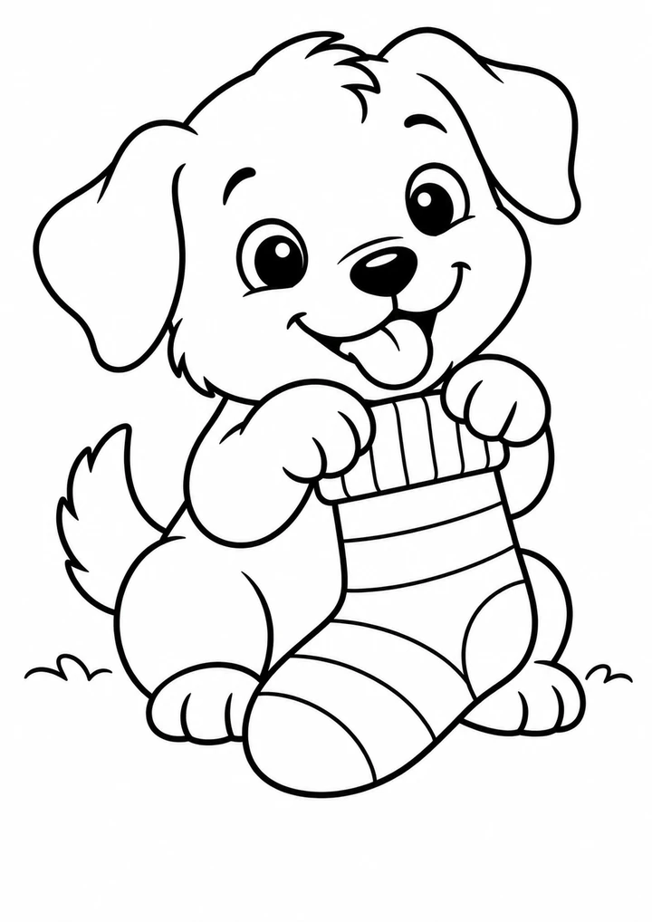 Le chiot et sa chaussette