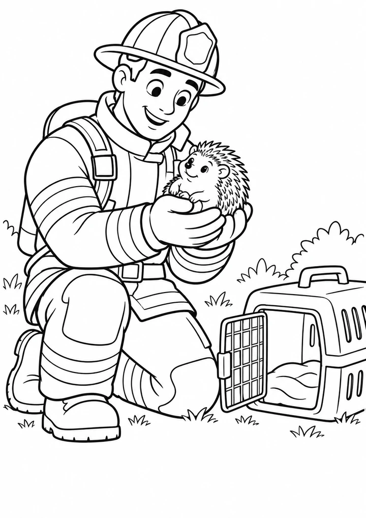 Le pompier et le petit hérisson