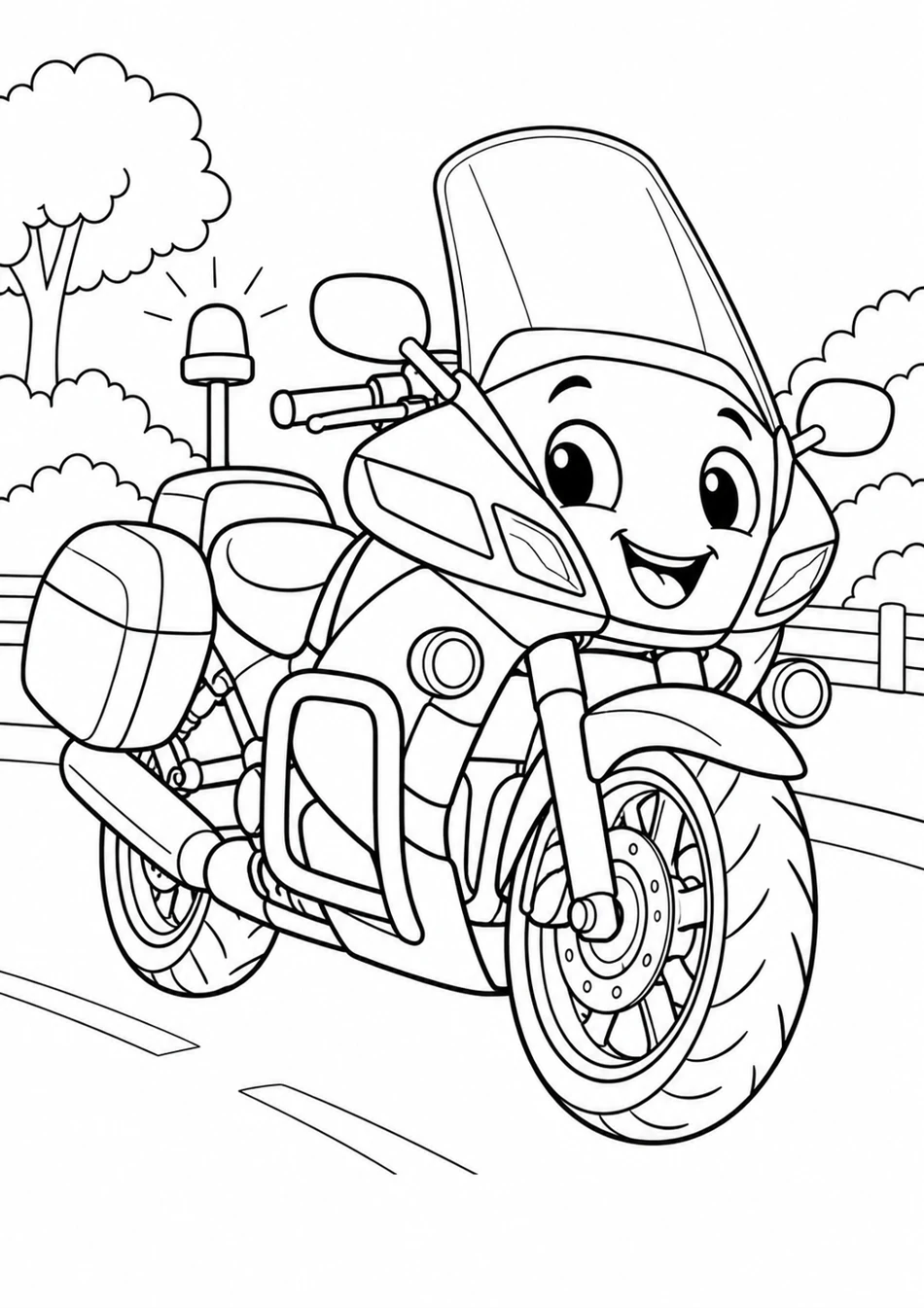 La moto de patrouille souriante