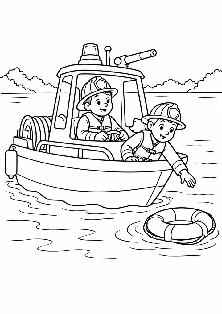 Le bateau des pompiers sur le lac