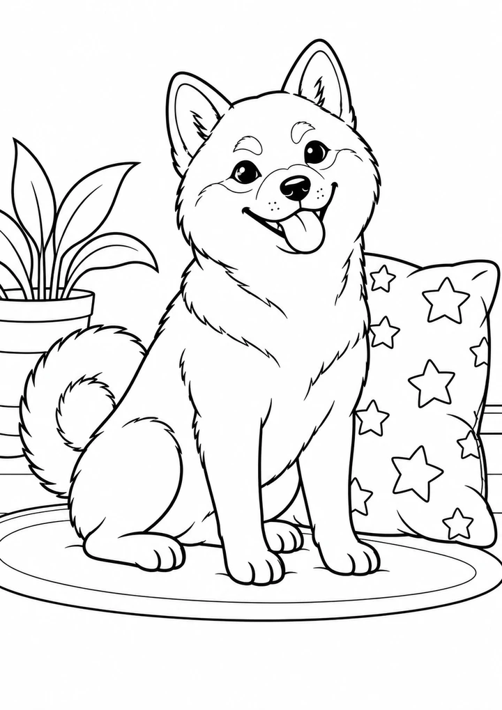 Le shiba et son coussin