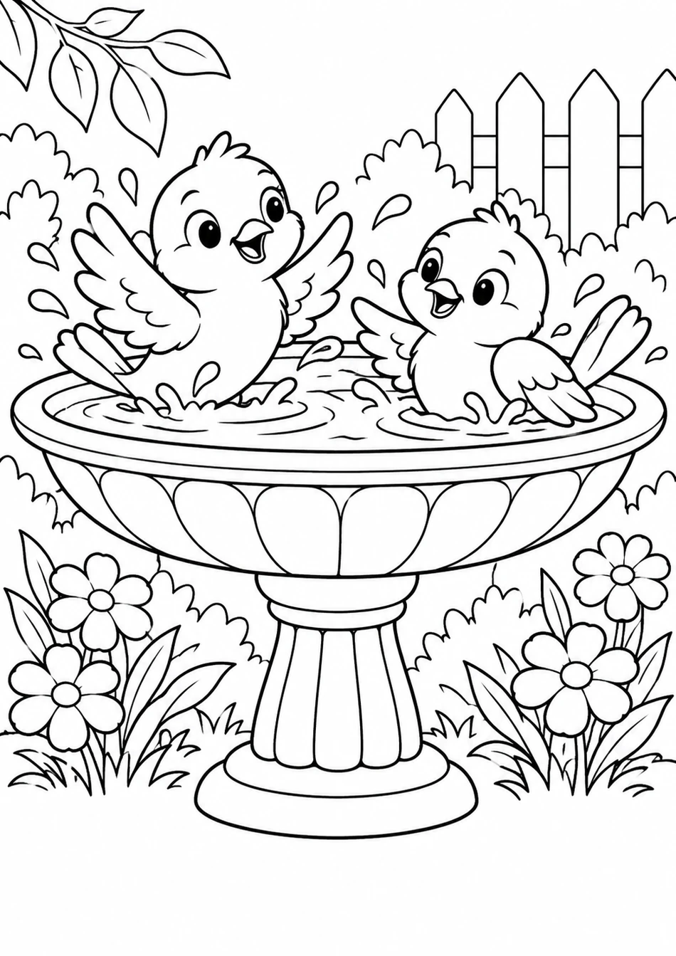 Les oiseaux au bain