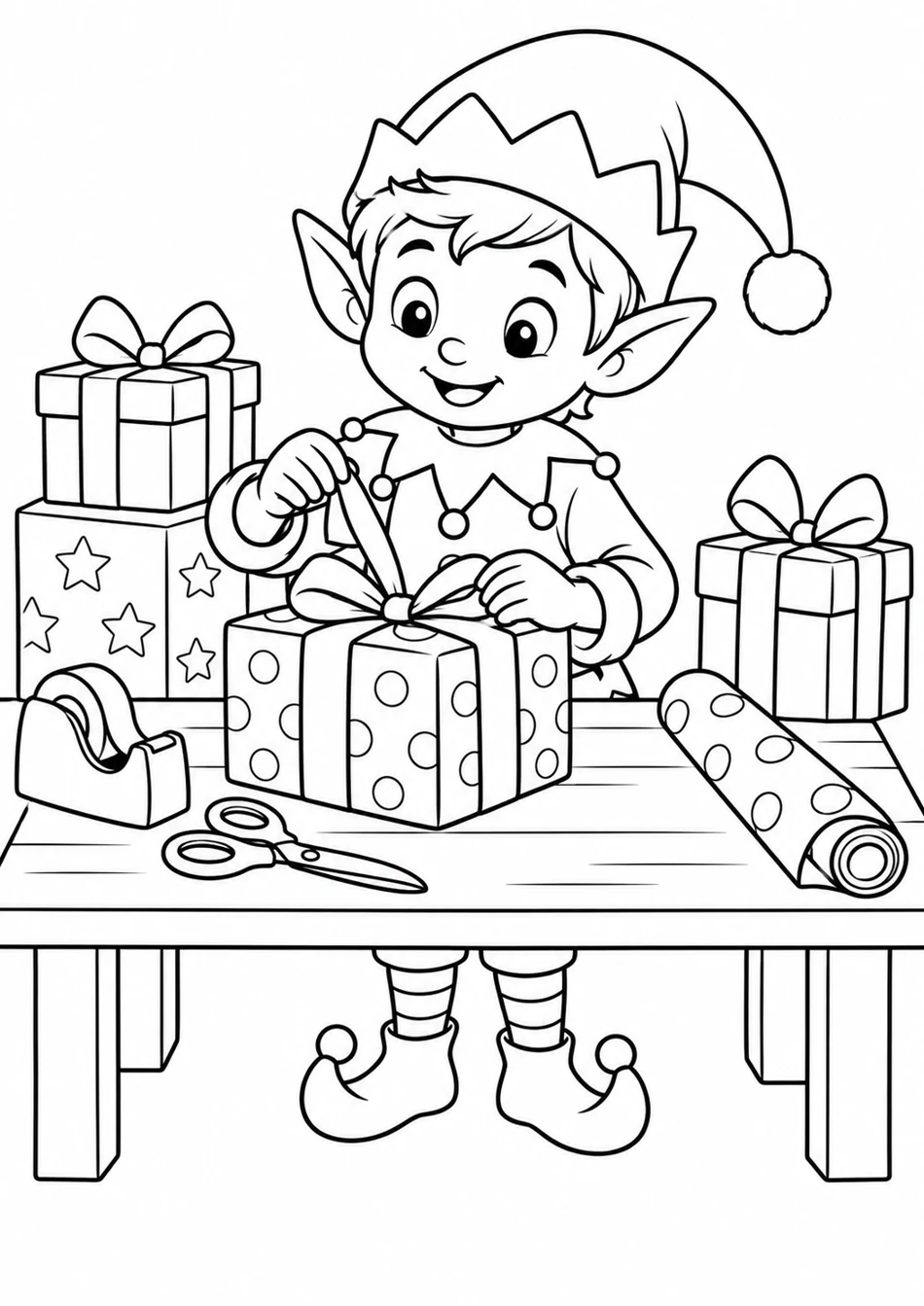 Le lutin prépare les cadeaux