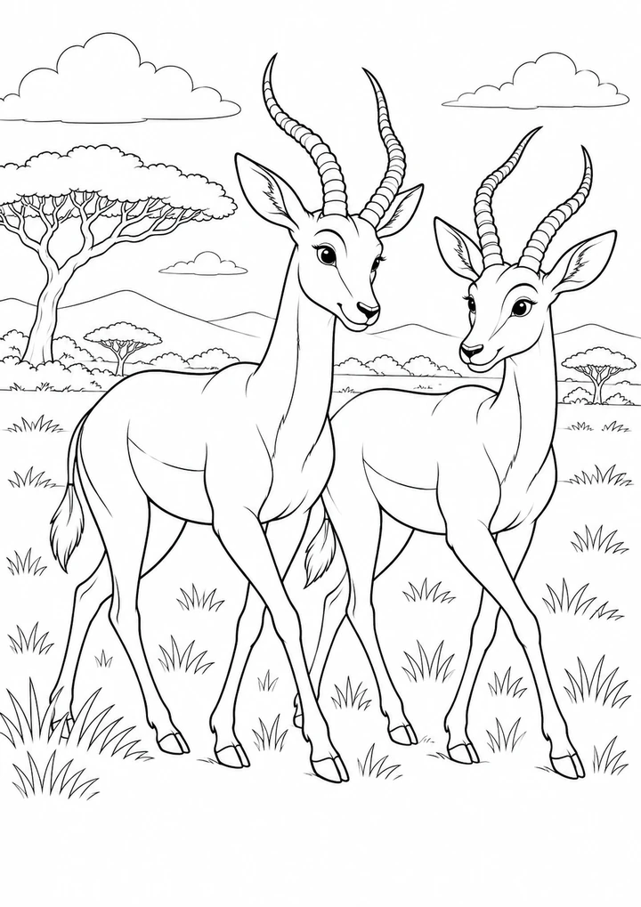 Les antilopes dans la plaine