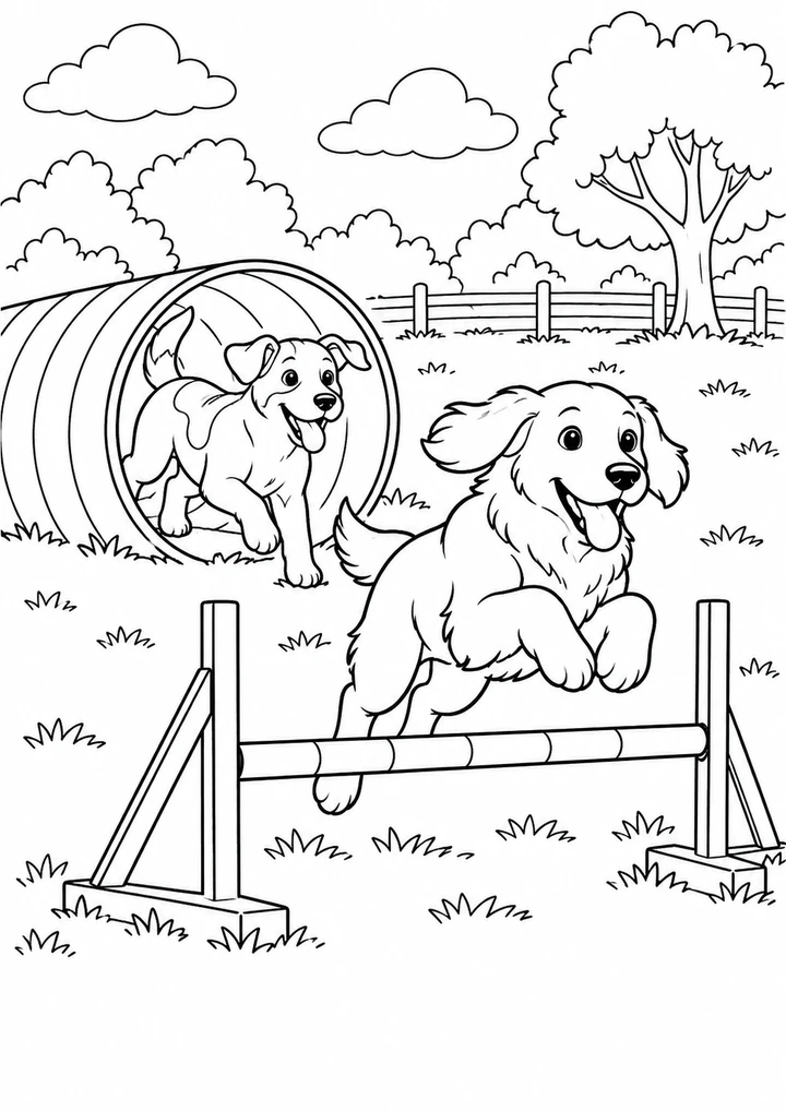 Les chiens au parcours d’agilité