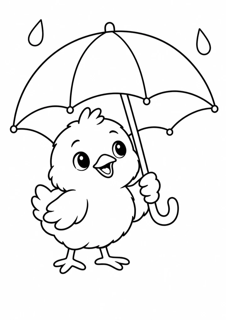 Le poussin sous le parapluie