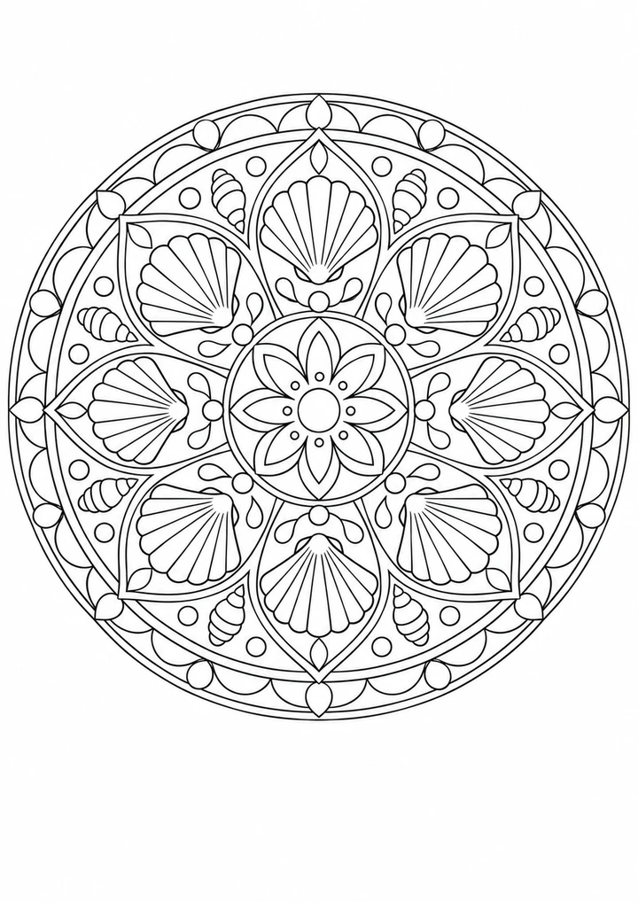 Le mandala des coquilles en éventail