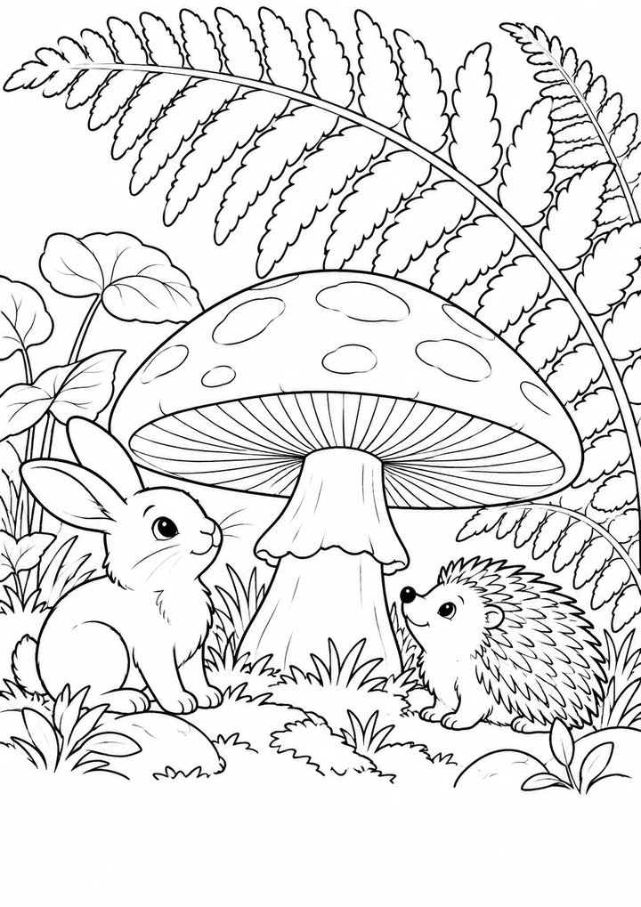 Le champignon sous la feuille de fougère