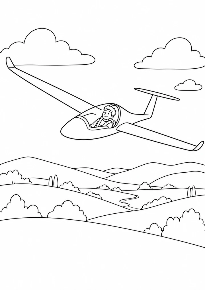Le planeur au-dessus des collines