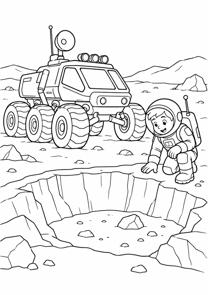 Le rover devant le grand cratère