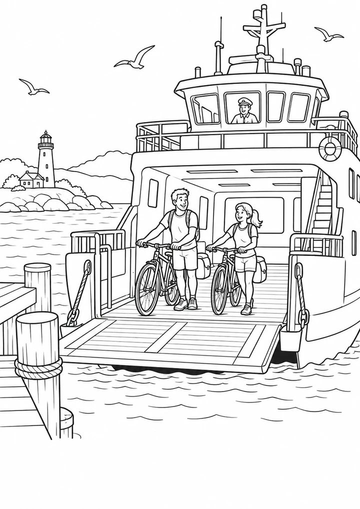 Le petit ferry et les vélos