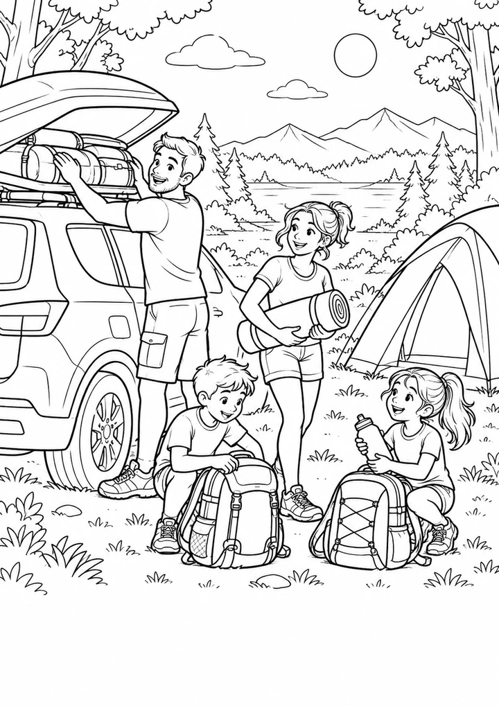 Le break familial chargé pour le camping