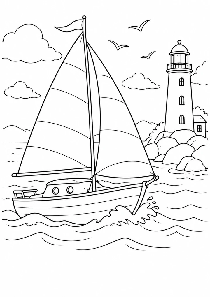 Le voilier près du phare