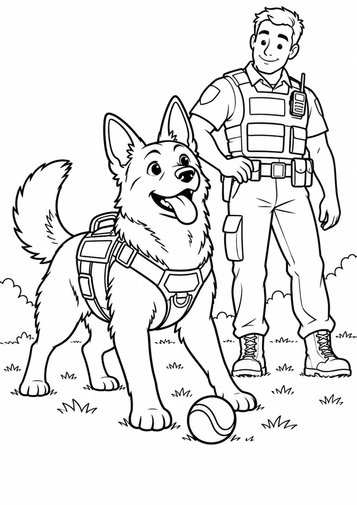 Le chien policier et son jouet