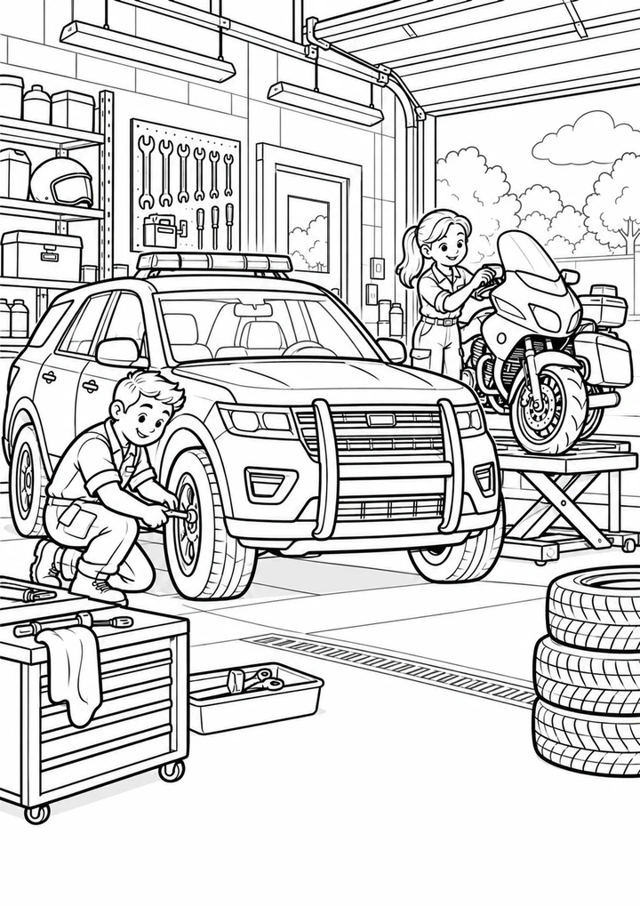 Le garage des véhicules de police