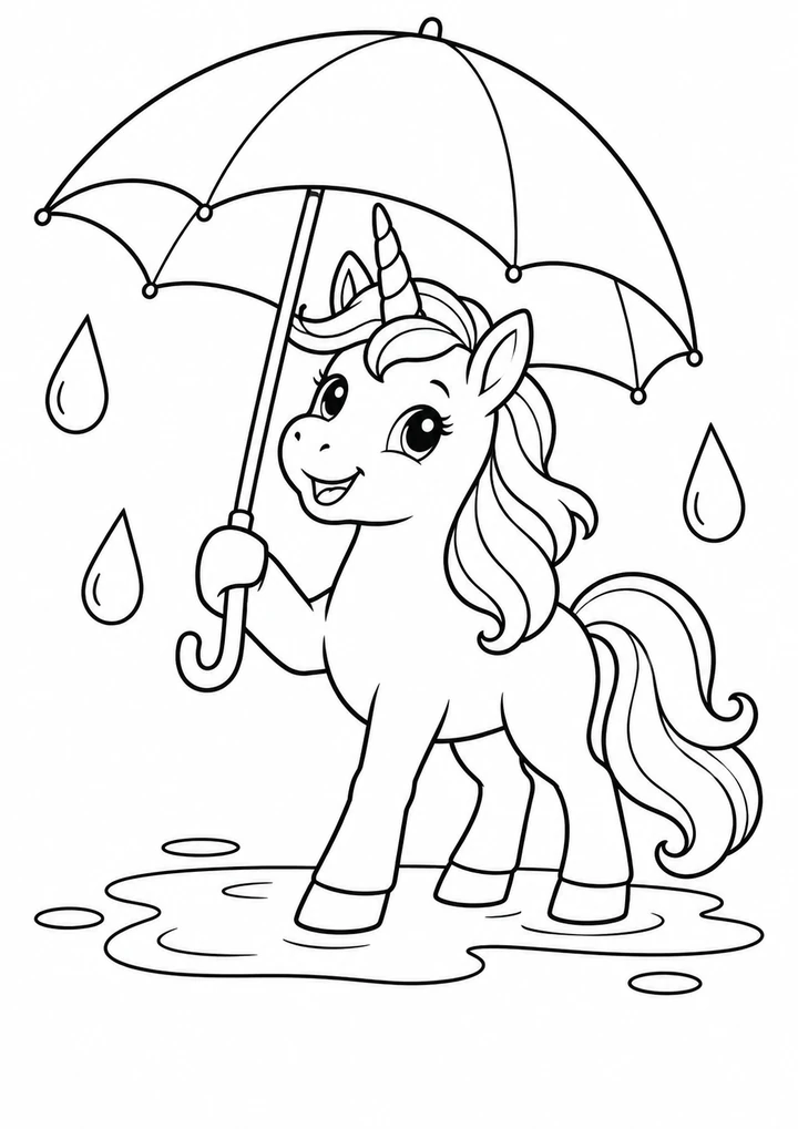 La licorne sous la pluie
