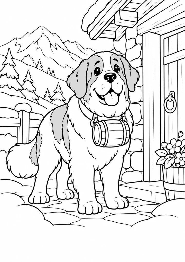 Le saint-bernard au chalet