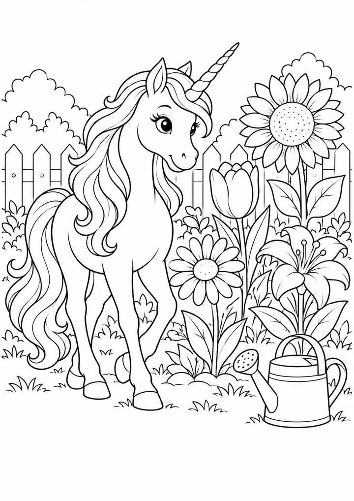 La licorne du jardin fleuri