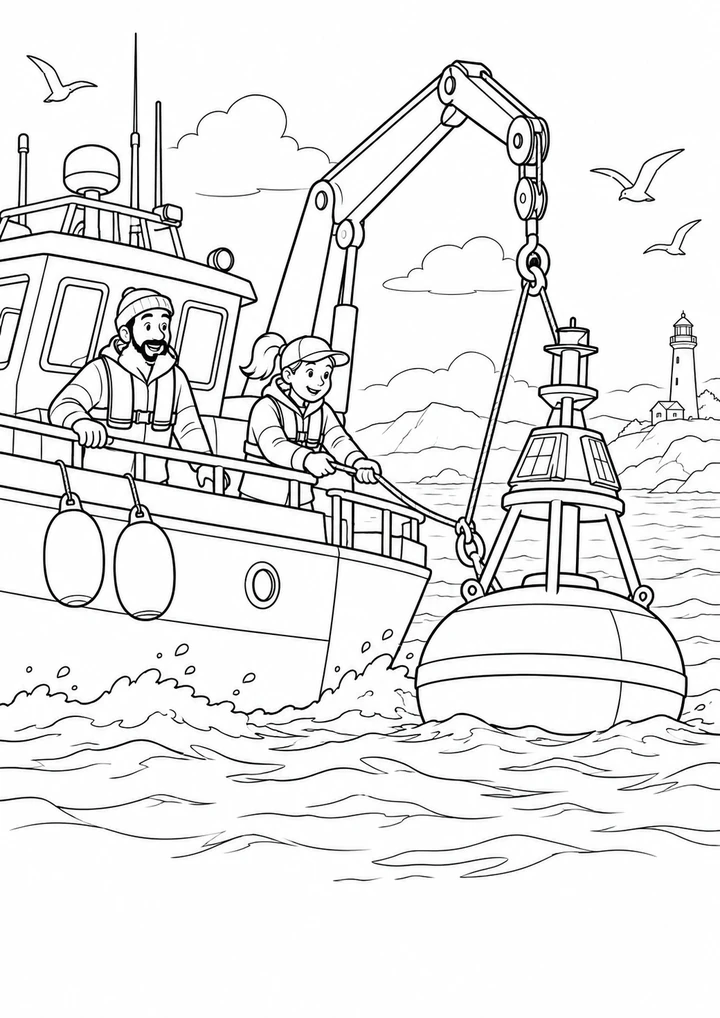 Le bateau scientifique et sa bouée