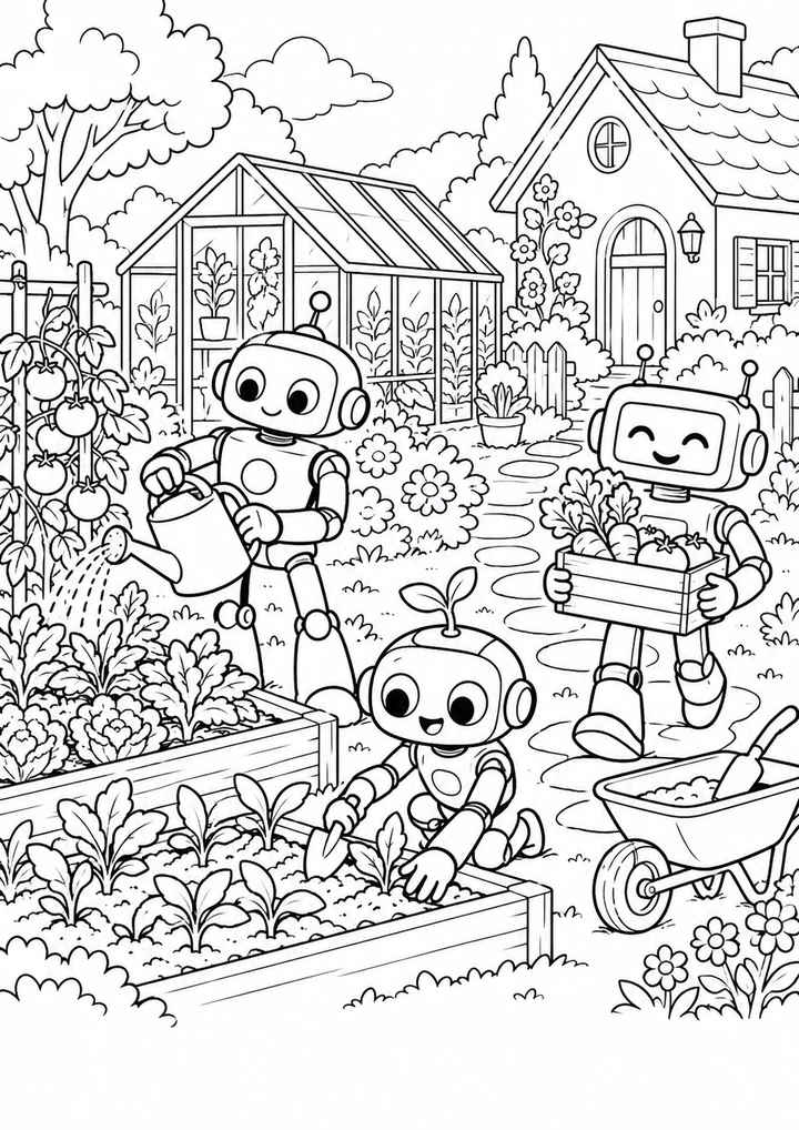 Le village des robots jardiniers