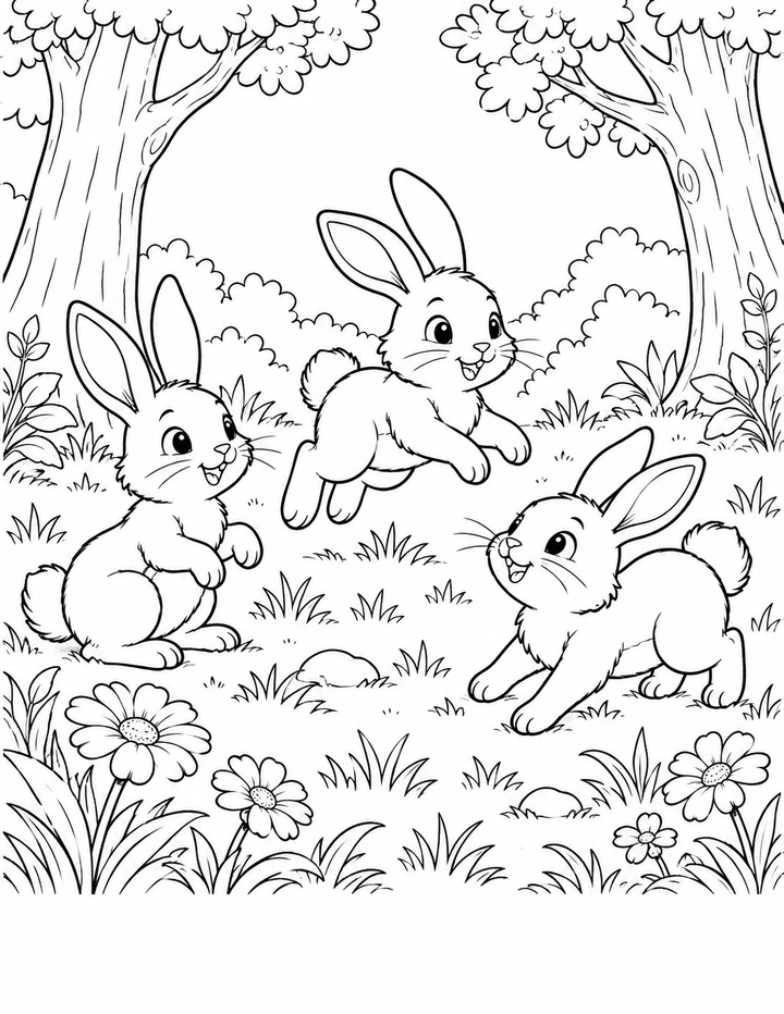 Les lapins dans la clairière