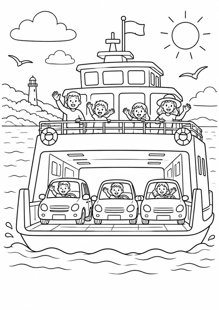 Le ferry et les voitures